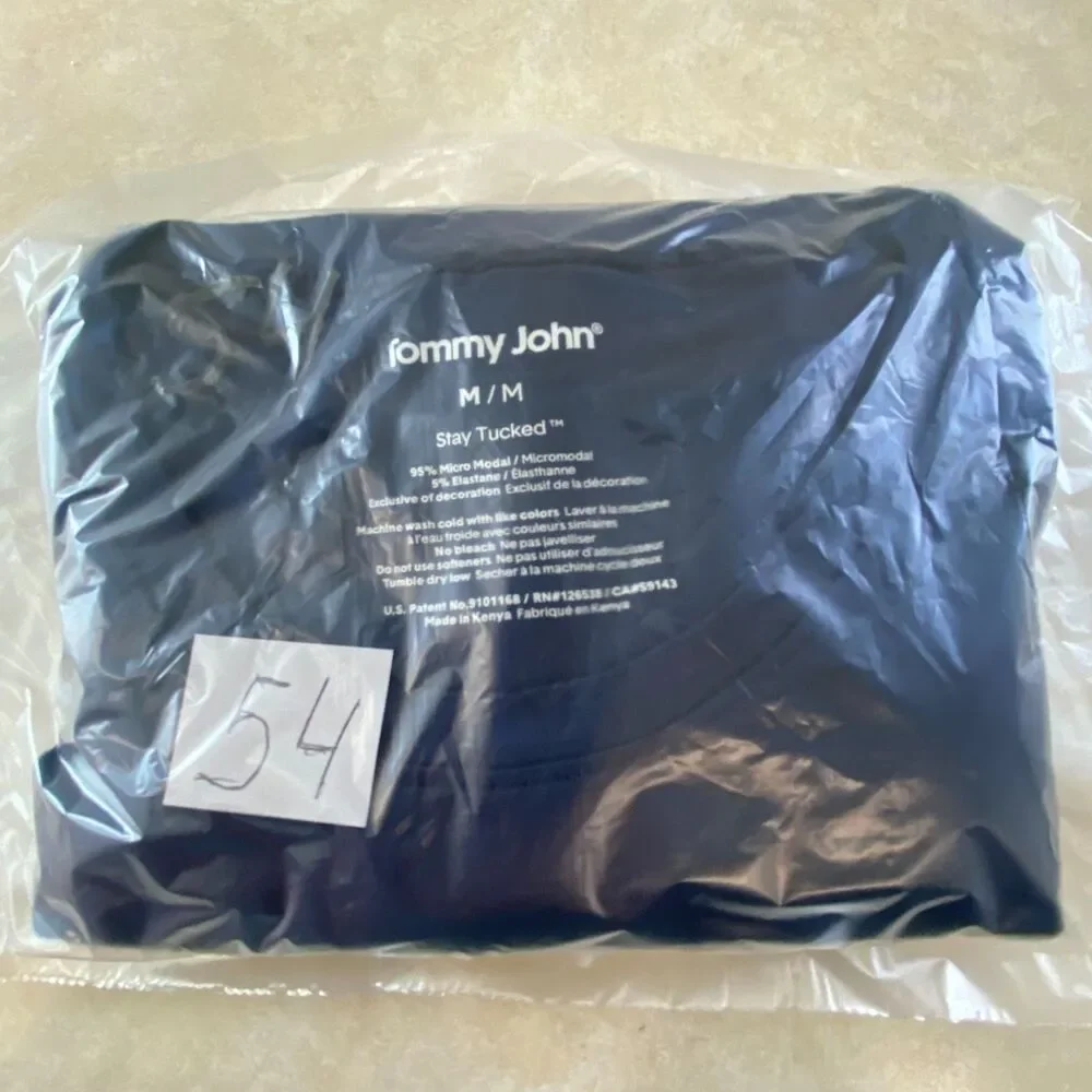 Tommy John Mens M Blue Stay Tucked Micro Modal Short Sleeve Crew Neck Undershirt